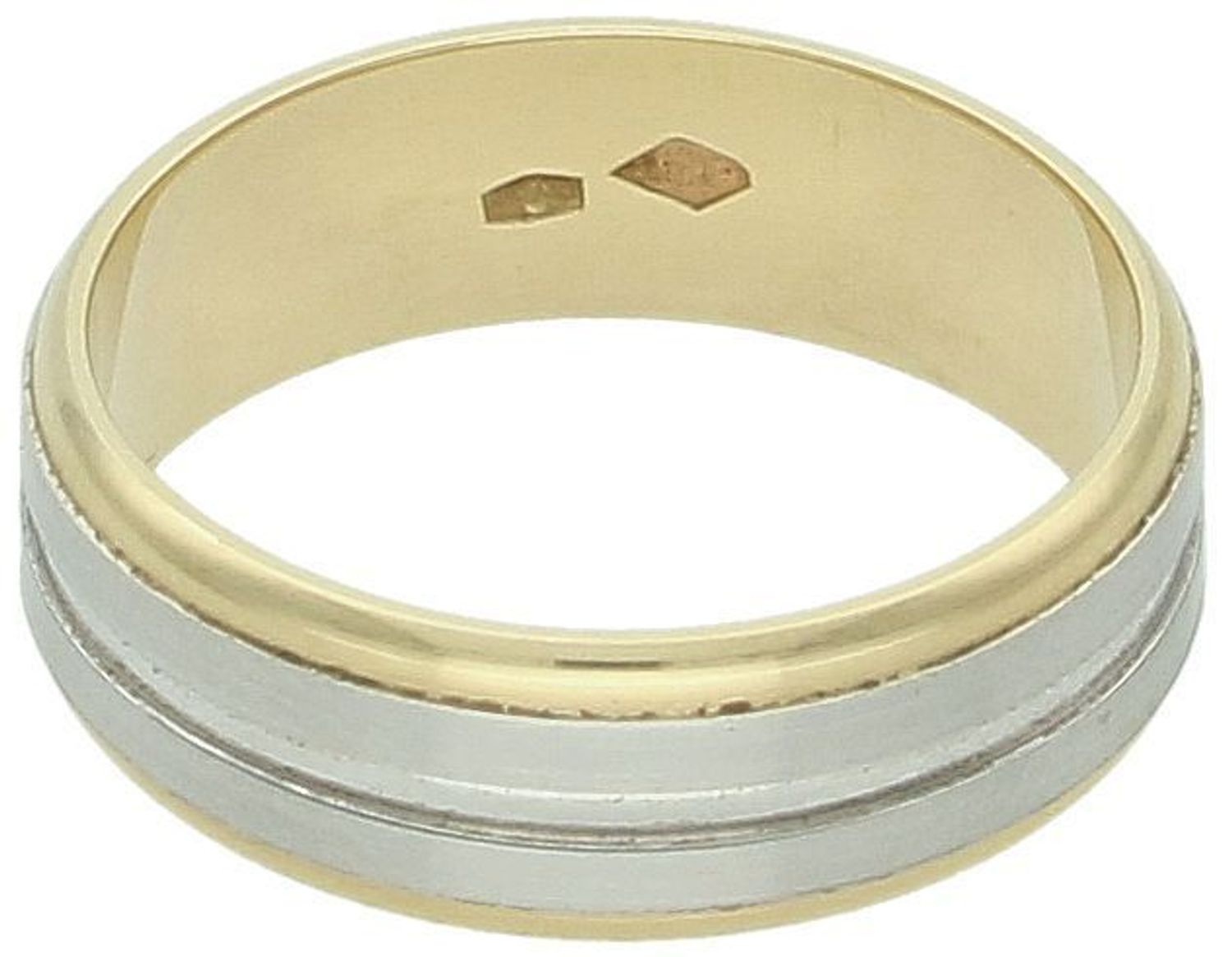 Złota obrączka damska półokrągła - białe i żółte złoto  szerokość 6 mm  rozmiar 14.jpg